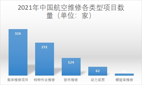 航空維修各類型項目數量